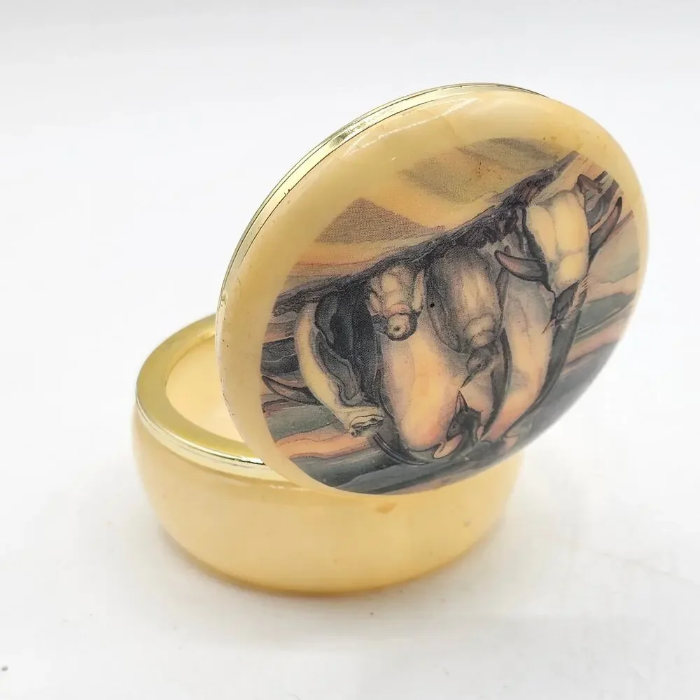 Jody Bergsma Penguin Trinket Box Alabaster Hand Carved Italy Sea World Vintage
